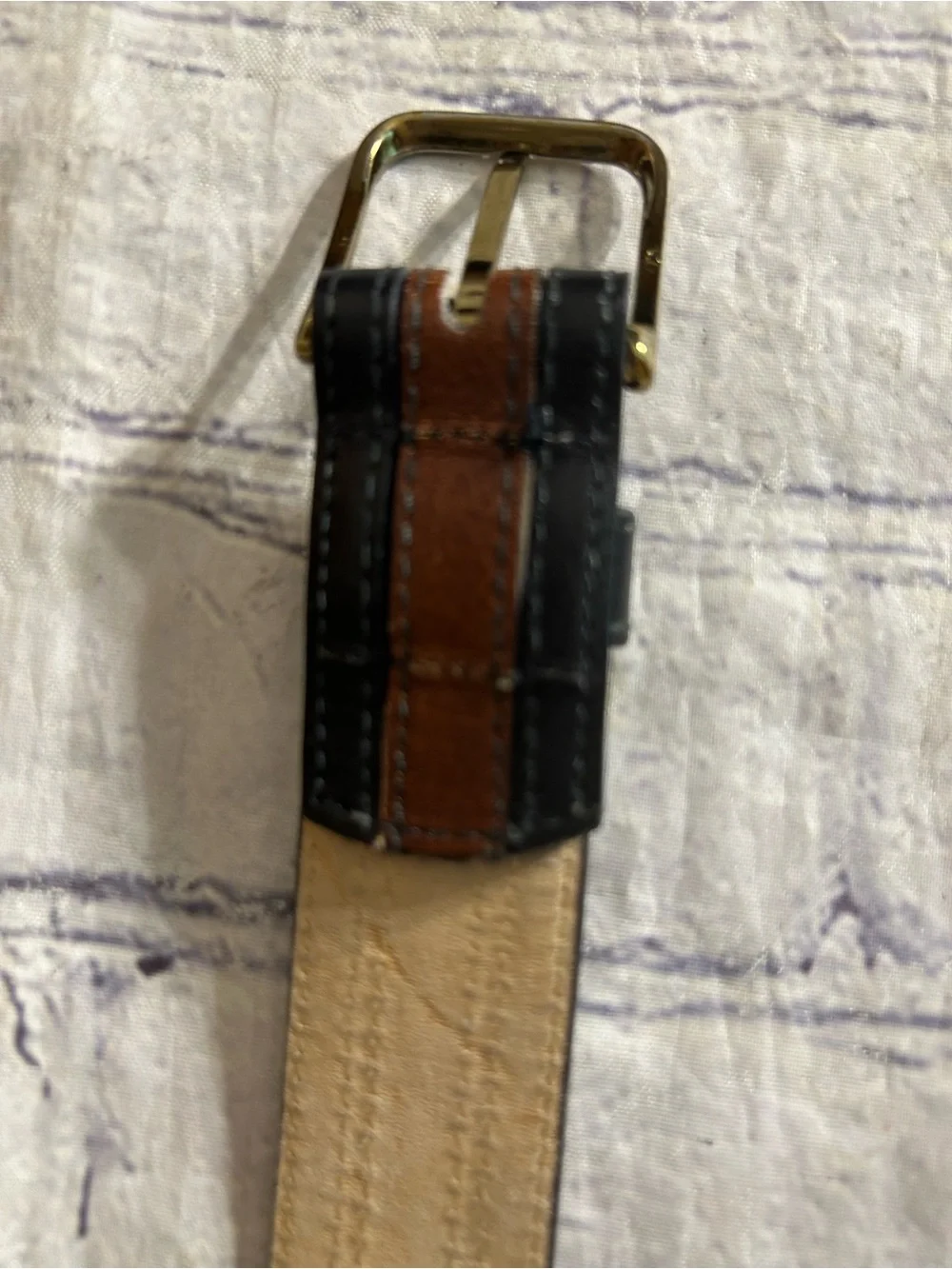 MEDICI FULL GRAIN LEATHER ON COWHIDE VTG & NAVY/TAN STRETCH CROC MEN BELTS